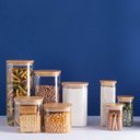 Ver imagem 2 de Kit 2 Potes de Vidro Hermético 1100ml Tampa Bambu Quadrado Oikos Borea Cozinha Mantimentos Temperos