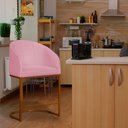 Ver imagem 2 de Poltrona Estilo Banqueta Decorativa Mia Suede Base Metal Bronze - Estopar Poltrona Mia Suede Rosa