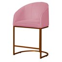 Ver imagem 1 de Poltrona Estilo Banqueta Decorativa Mia Suede Base Metal Bronze - Estopar Poltrona Mia Suede Rosa