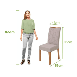 Par de Cadeiras Lopas Rayla - Tecido Linho Rinzai Bege Amendoa Clean - 3640 - 2