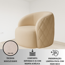 Ver imagem 4 de Poltrona Estofada Orgânica Redonda Confortável Moderna em Bouclé Bege P/ Sala Luxo Recepção Hall