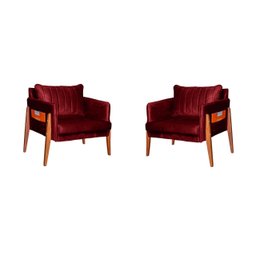 KIT 2 POLTRONA DECORATIVA MILÃO LUXO DORA BELA - 0124 bordô - 1