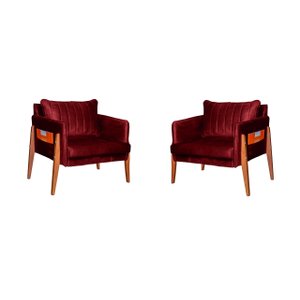 KIT 2 POLTRONA DECORATIVA MILÃO LUXO DORA BELA - 0124 bordô