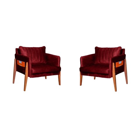 KIT 2 POLTRONA DECORATIVA MILÃO LUXO DORA BELA - 0124 bordô