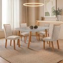 Ver imagem 2 de Mesa de Jantar Copper 120cm Madeira Tampo Vidro Canto Copo com 4 Cadeiras Lira