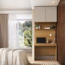 Ver imagem 1 de Escrivaninha com Painel e Aéreo 1 Gaveta 2 Portas MDF Altezza