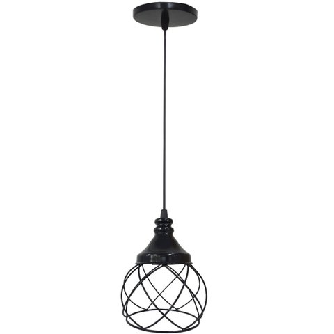 Pendente Aramado Esfera Balonê Preto Lustre Luminária Teto Regulável Sala Cozinha Industrial Agp Agp