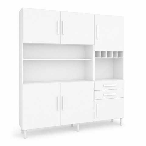 Kit Cozinha Lisboa 6 Portas 2 Gavetas Formimóveis Cor Branco