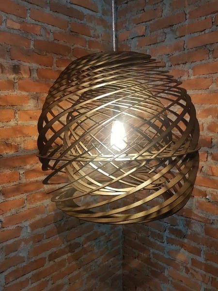Luminária Lustre Pendente Rústico Madeira Infinity Grande 58 x 60cm Cor Imbuia - 1