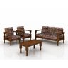 Conjunto de Sofá de Madeira Maciça 3+1+1 Lugares Torneado com Almofadas Ref- 413 - 1