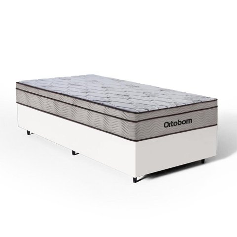Cama Box com Colchão Ortobom de Molas Ensacadas Pillow In Pro Vida Solteiro 88cm