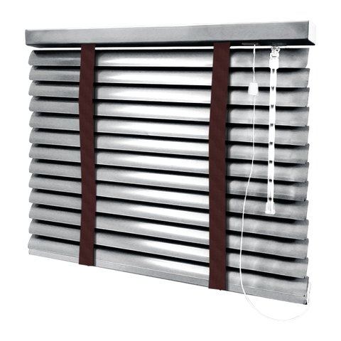Persiana Horizontal - 1,30m Larg X 1,30m Alt - Alumínio 50mm com Fita Decorativa - Cor: Prata - Fita