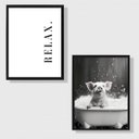 Ver imagem 1 de Kit 2 Quadros Banheiro Relax Porquinho 24x18cm - com Vidro:moldura Branca