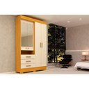 Ver imagem 1 de Guarda Roupa Solteiro 4 Portas e 3 Gavetas C- Espelho Débora Nature-off White - Acp