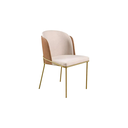 Ver imagem 3 de Kit 02 Cadeira Decorativa Sala Jantar Aurora Base Gold Linho Bege /courino Caramelo - Montanaris Dec