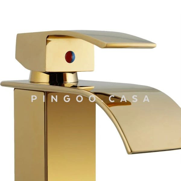 Torneira para banheiro cascata misturador monocomando alta Paraná Pingoo.casa - Dourado - 3