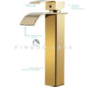 Ver imagem 5 de Torneira para banheiro cascata misturador monocomando alta Paraná Pingoo.casa - Dourado