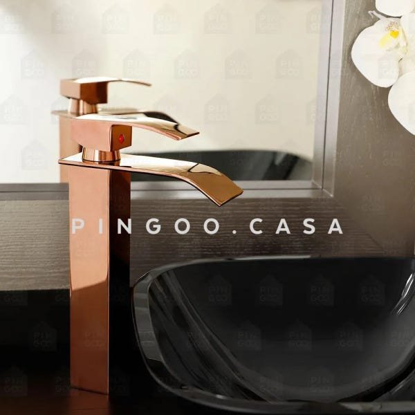 Torneira para banheiro cascata misturador monocomando alta Paraná Pingoo.casa - Dourado rose - 2