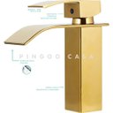 Ver imagem 5 de Torneira para banheiro cascata Misturador Monocomando Baixa Paraná Pingoo.casa - Dourado