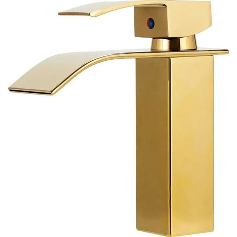 Torneira para banheiro cascata Misturador Monocomando Baixa Paraná Pingoo.casa - Dourado