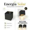 Ver imagem 2 de Kit 2 Arandelas sem Fio Solar LED Cube Ourolux 3000k IP65 Área Externa Jardim