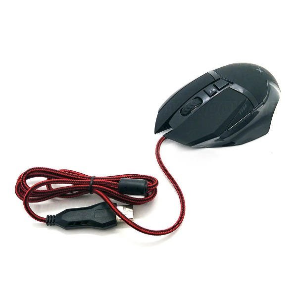 Mouse Gamer Soldado USB 3200dpi Iluminação LED em 7 Cores Textura Emborrachada Infokit GM-601 - 3
