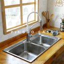 Ver imagem 2 de Cuba para cozinha gourmet pia dupla aço inox com acessórios Ticunas Pingoo.casa