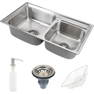 Cuba para cozinha gourmet pia dupla aço inox com acessórios Ticunas Pingoo.casa