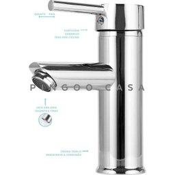 Torneira para banheiro cascata Misturador Monocomando Baixa Xingu Pingoo.casa - Cromado - Cromo - Pr - 5