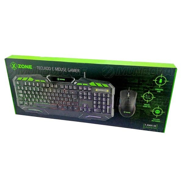 Combo Gamer 2 em 1 Teclado + Mouse USB ABNT2 26 Teclas Anti