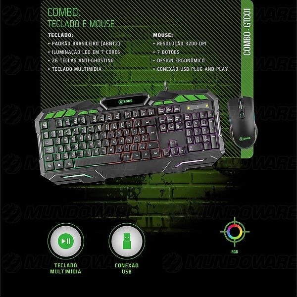 ぞぞ２ Combo Gamer 2 em 1 Teclado + Mouse USB ABNT2 26 Teclas Anti