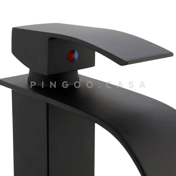 Torneira para banheiro cascata misturador monocomando alta Paraná Pingoo.casa - Preto - 3