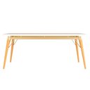 Ver imagem 3 de Mesa Jantar Netuno 6 Lugares 180x90 Cm Pés Madeira Metal Vidro Branco