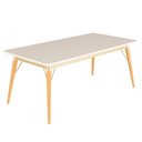 Ver imagem 1 de Mesa Jantar Netuno 6 Lugares 180x90 Cm Pés Madeira Metal Vidro Branco