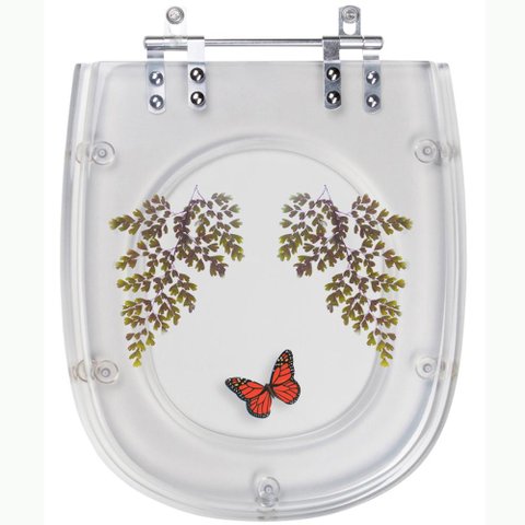 Assento Sanitário Tampa de Vaso Sabatini Transparente Decorado - Borboleta Vermelha