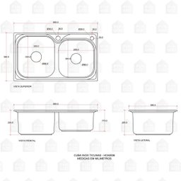 Cuba para Cozinha Pia Dupla com Acessórios Ticunas e Torneira Misturador Monocomando Gourmet Munim - 6