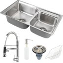 Ver imagem 1 de Cuba para Cozinha Pia Dupla com Acessórios Ticunas e Torneira Misturador Monocomando Gourmet Munim