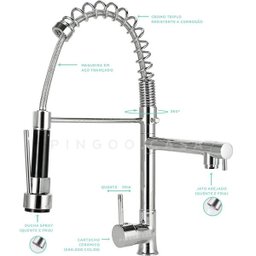 Cuba para Cozinha Pia Dupla com Acessórios Ticunas e Torneira Misturador Monocomando Gourmet Munim - 5