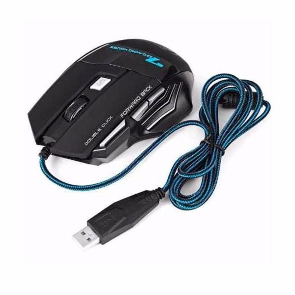 Mouse Gamer Black X7 Optico Usb 2400Dpi Com 7 Botões e Led Color - 2