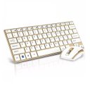 Ver imagem 1 de Kit Teclado e Mouse Wireless Sem Fio Ultra Slim HK-3910 Dourado