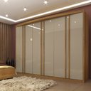 Ver imagem 1 de Guarda Roupa Casal com Espelho 6 Portas 6 Gavetas Madrid TCIL Cinamomo/Off White