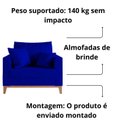 Ver imagem 3 de Poltrona Beny Base Fixa em Madeira Sala de Estar Veludo Azul Marinho