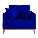 Ver imagem 6 de Poltrona Beny Base Fixa em Madeira Sala de Estar Veludo Azul Marinho