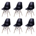 Ver imagem 1 de Kit 6 Cadeiras Jantar Eames Eiffel Pés de Madeira com Assento Preto