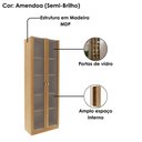Ver imagem 4 de Armario Multiuso 2 Portas Vidro 171x60 Cm Am3112 Amendoa Tecno Mobili