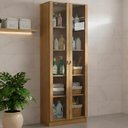 Ver imagem 2 de Armario Multiuso 2 Portas Vidro 171x60 Cm Am3112 Amendoa Tecno Mobili