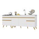 Ver imagem 5 de Kit 2 Balcões Gabinete Pia 150 Cm E Cooktop 70 Cm Veneza Gw Multimóveis Mp2073 Branco