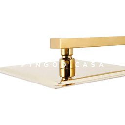 Ducha Chuveiro Inox 20cm com Braço 40cm Mundaú Pingoo.casa - Dourado - 2