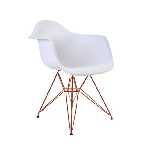 Poltrona Eiffel Branca Com Braço Daw Em Ferro Cobre Cor: Preto