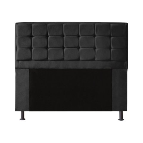 Cabeceira Copenhague para Cama Box Casal 140cm com Capitonê Suede - Ecotec Decor:Preto